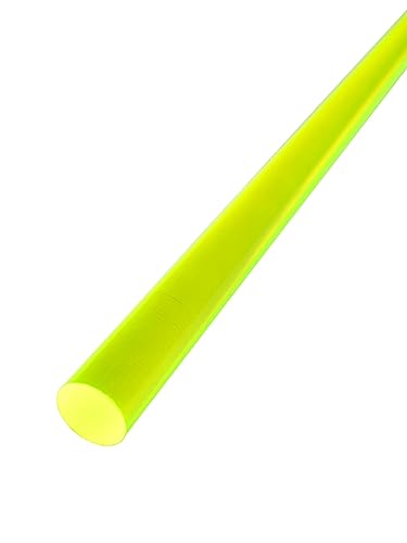 PSYWORK Schwarzlicht Acrylglas-Rundstab | Neon Gelb-Grün | Durchmesser ca. 10mm | Länge ca. 1m | UV-aktiv | fluoreszierend | Basteln | D.I.Y. | lichtecht | witterungsbeständig von PSYWORK