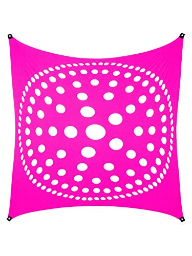 PSYWORK Schwarzlicht Segel Spandex | Mandala Dots | Fuchsia | 3 x 3m | UV-aktiv | Leuchtend | Wandtuch Wandbehang Stoff Neon Deko Party Tuch Tapestry Poster PSY Goa Trippy von PSYWORK