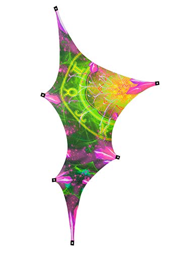 PSYWORK Schwarzlicht Spandex "Triangle Zodiac Signs Green Right", 3,5x2,25m von PSYWORK