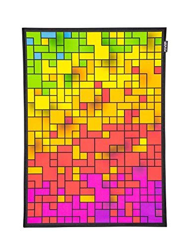 PSYWORK Schwarzlicht Stoffposter Neon | Fancy Rainbow Pixel | 0,5 x 0,7m | UV-aktiv | fluoreszierend | Wandbehang Stoffbanner Poster Wandbild Kunstdruck Dekobild Dekoration Wandteppich von PSYWORK