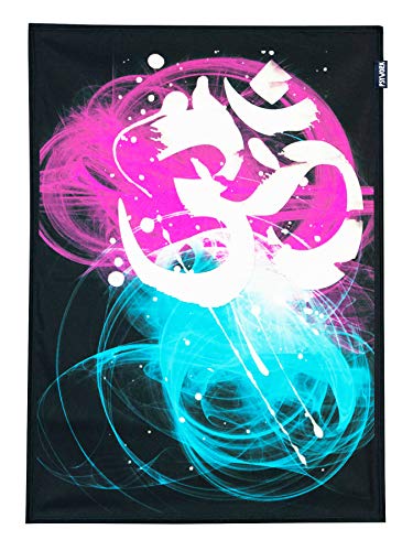 PSYWORK Schwarzlicht Stoffposter Neon | Om Goa Two Tone | 0,5 x 0,7m | UV-aktiv | fluoreszierend | Wandbehang Stoffbanner Poster Wandbild Kunstdruck Dekobild Dekoration Wandteppich von PSYWORK