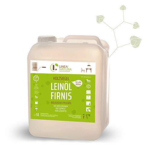 LINEA NATURA® - Leinöl-Firnis | Holzschutz Leinölfirnis | Holzsiegel | reines hochwertiges natürliches Öl (5 L) von PTS Coatings