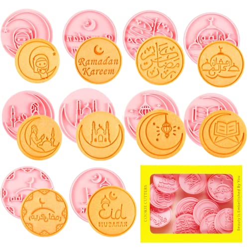 10Stück Eid Mubarak Ausstechformen,Muslimischen Cookie Cutter,Ramadan Fondant Kuchen Keks Gebäck Fondant Mold,Backwerkzeuge für Muslim Eid Party Dekoration von PTaizjjz