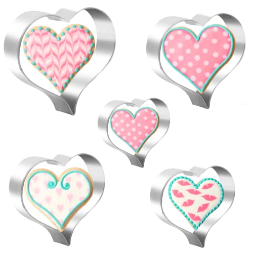 5 Stück Ausstecher Herz,Ausstechform Herz mit Edelstahl,Keksausstecher Herz für Valentinstag von PTaizjjz
