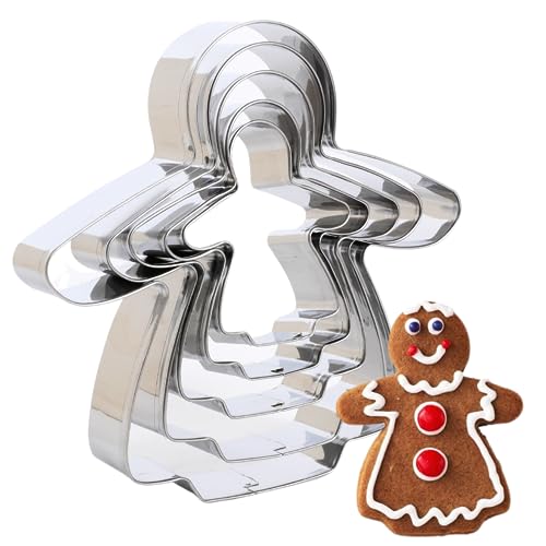 Lebkuchen Ausstechformen Set, 5-teilig, Edelstahl, Lebkuchenfrau-Ausstechformen, Weihnachts-Ausstechformen für selbstgemachte Weihnachtsparty-Dekorationen von PTaizjjz