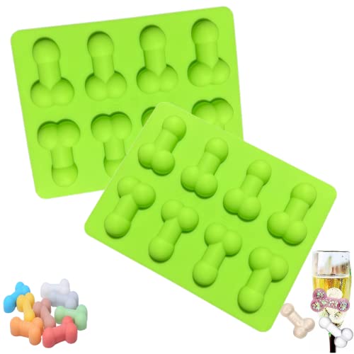 PTaizjjjz 2PCS Silikon lustige Eiswürfel-Tablett, wiederverwendbare lustige Silikon-Eiswürfel-Formen für Schokoladenkuchen, Süßigkeiten-Eiswürfel-Dessert-Kuchen-Dekoration (grün) von PTaizjjz