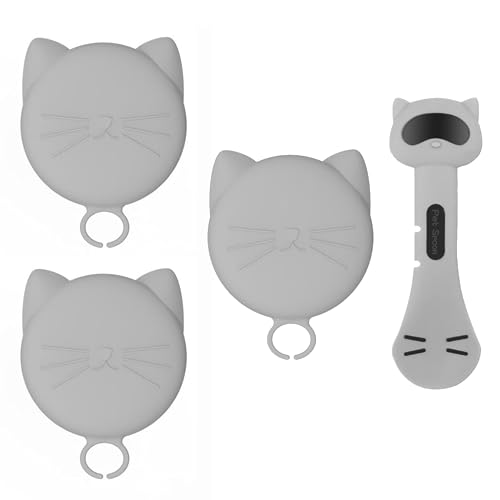VMINOG Dosendeckel Katzenfutter, Universal silikondeckel für Dosen für Tierfutter(70g, 85g, 200g, 400g usw.), 3 Stück katzenfutter deckel mit 1 Löffel，BPA-frei von VMINOG