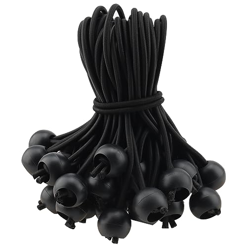 PUCSIQ 40 Stücke Ball Bungee Cords, 15x0.4cm Kugel-Bungee-Schnüre, Gummispanner für Elastische Planenschnüre, Universelle Spannschnüre für Planen, Zelte, Vordächer, Banner, Flaggen, Camping von PUCSIQ