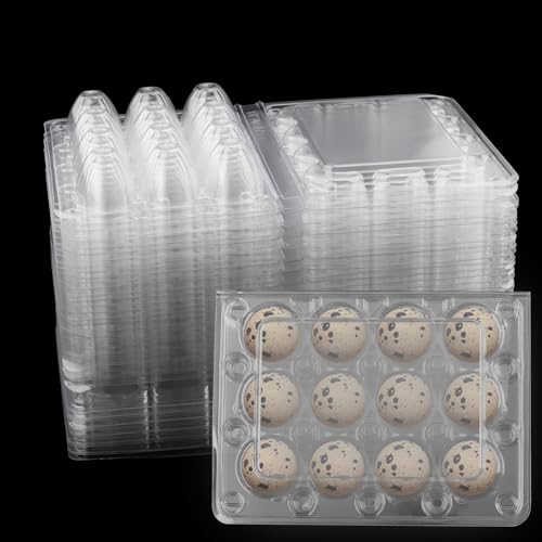 PUCSIQ 50 Stuck Wachtelei Schachteln Kunststoff Wachtelei Kartons Eierschachteln Wachteln Transparente Quail Egg Kartons für 12 Kleine Wachteleier, Fasan Oder Grouse, 13.8x10.3x3.6cm von PUCSIQ