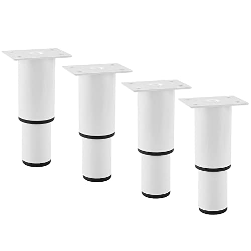 Möbelbeine – verstellbare Möbel-Ersatzbeine aus Metall, Set mit 4 rutschfesten Stützfüßen for Fernseher, Couchtisch, Bett, Badezimmerschrank, 18 cm (verstellbar 18–25 cm), Schwarz ( Color : White ) von PUJIANA