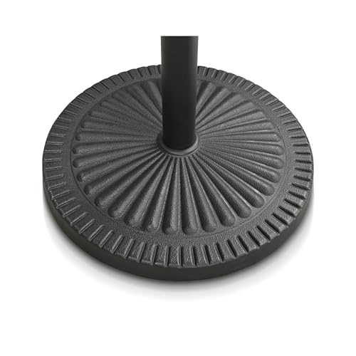 PURPLE LEAF Sonnenschirmständer 14 kg, aus Polymer Beton, Balkonschirmständer Rattan-Design, für Marktschirm, Ampelschirm, Schwarz von PURPLE LEAF