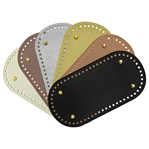 PYNQ 6Er-Pack PU-Leder-Taschenboden, Ovaler Brieftaschenboden für HäKeltaschenboden, HäKeltaschenknopfboden (25 X 12 cm, 6 Farben) von PYNQ
