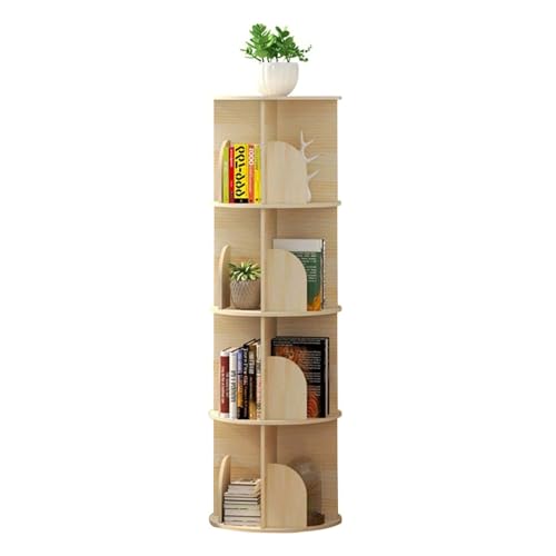 PZEOB bücherregale Bücherregal, Holz, stehendes Bücherregal, 2-stöckig/3-stöckig/4-stöckig/5-stöckig, Bücherregale, 360° drehbares Bücherregal, kreatives hohes Bücherregal perfekte Darstellung von PZEOB