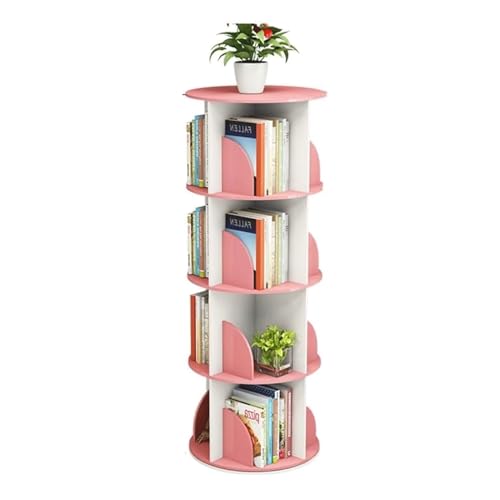 PZEOB bücherregale Mehrschichtige Bücherregale, stehendes Bücherregal aus Holz, 3-stufiges/4-stufiges Bücherregal, um 360° drehbares Bücherregal für das Home-Office-Bücherregal perfekte Darstellung von PZEOB