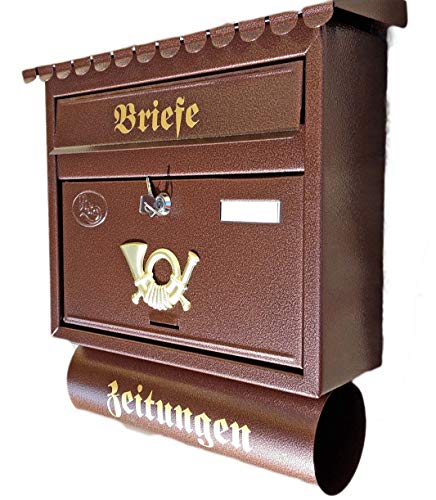 Großer Briefkasten/Postkasten Farbe Kupfer Katalogeinwurf mit Zeitungsrolle von Pachurka & Dąże