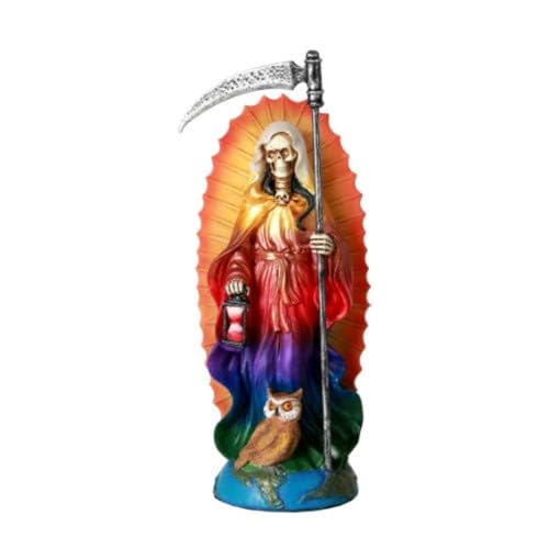 Pacific Giftware Santa Muerte Figur mit Sense und regenbogenfarbenem Heiligenschein | Grim Reaper Sensenmann von Pacific Giftware