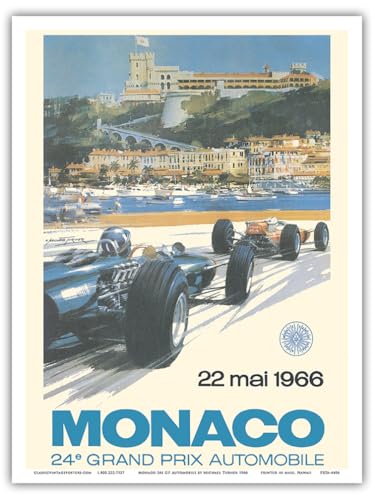 24. Grand Prix von Monaco - 22. Mai 1966 - Monaco Rennstrecke, Monte Carlo - Formel-1 - Sir Jackie Stewart - Altes Vintage Retro Werbe Plakat von Michael Turner 1966 - Kunstdruck - 23cm x 31cm von Pacifica Island Art