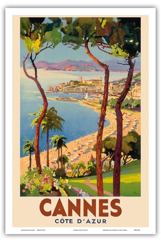 Cannes – Côte d'Azur Frankreich – Französische Riviera – Vintage-Reiseposter von Lucien Peri c.1938 – Master Art Print (ungerahmt) 30,5 x 45,7 cm von Pacifica Island Art