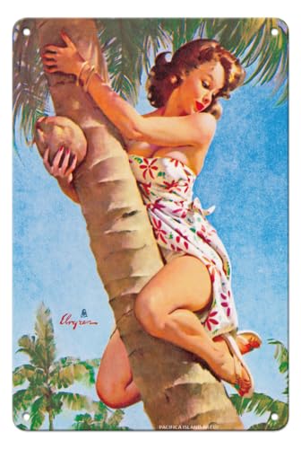 Pacifica Island Art Gil Elvgren Vintage-Blechschild "Pick of the Crop (Up a Tree)", 20,3 x 30,5 cm von Pacifica Island Art
