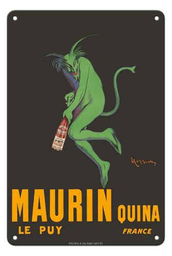 Pacifica Island Art Maurin Quina – Quinina Apéritif – Grüner Teufel – Le Puy Frankreich – Vintage-Werbeposter von Leonetto Cappiello c.1906-20,3 x 30,5 cm Vintage Metall Blechschild von Pacifica Island Art