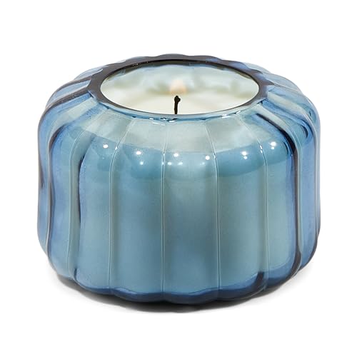 Paddywax Duftkerzen, Vintage-Stil, Ripple-Kollektion, mundgeblasenes Glas, luxuriös, handwerkliche Kerze, 128 g, Blau – Pfeffer-Indigo von Paddywax