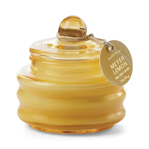 Paddywax Duftkerzen Beam Collection Kleine Glaskerze mit Deckel, 85 g, Gelb – Meyer Lemon von Paddywax