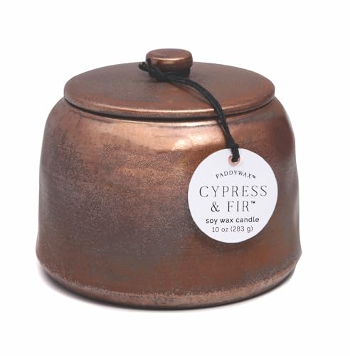 Paddywax Holiday Candles Cypress & Fir Collection Handwerker-Duftkerze aus glasierter Keramik, 312 g, Bronze von Paddywax