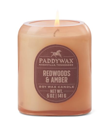 Paddywax Scented Candles Vista Collection Duftkerze im Vintage-Stil, in Milchglas, 142 g, Redwoods & Amber von Paddywax