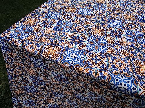 Rechteckige Tischdecke, schmutzabweisend, Mayolika, Farbe Hellblau, 100 % wasserabweisend, in allen Größen 2021 !!!! (120 x 160 cm) von Pago Poco
