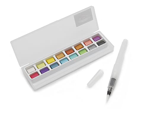 Paintersisters® Aquarell Metallic Malkasten - Farbkasten mit 16 Farbtönen und Wassertank-Pinsel, Künstler-Farben, Glänzend von Paintersisters