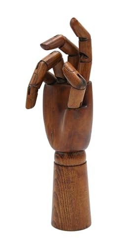 Paintersisters Gliederhand im Vintage Stil, 30 cm Rechts, Holzhand beweglich, Modellhand Mannequin Handmodell Zeichenpuppe dunkel von Paintersisters