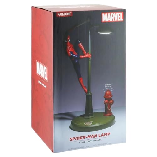 Paladone Spiderman Lamp, Spidey Table Lamp Licensed Marvel Comics Merchandise, Red, Blue, Gray, PP6369MC von Paladone