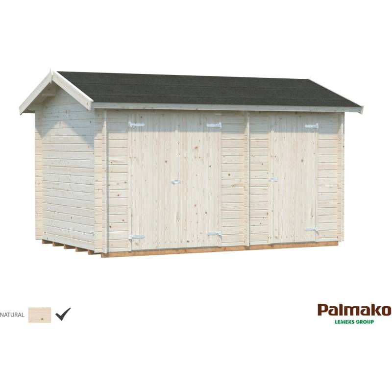 Palmako Jari Holz-Gartenhaus Natur Satteldach Unbehandelt 410 cm x 240 cm von Palmako