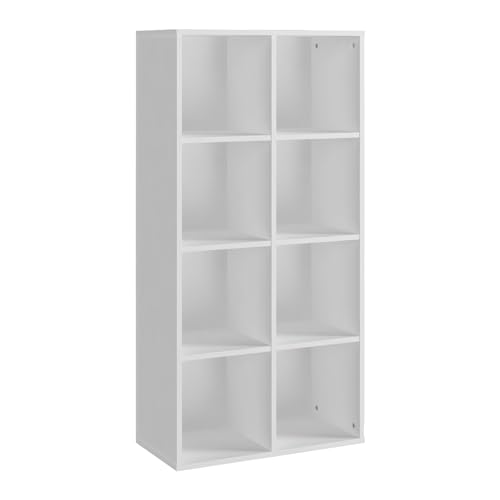 Panana Bücherschrank, Bücherregal mit 8 Fächern, Regale, Büroregal, Würfelregal, Standregal, für Wohnzimmer, Schlafzimmer, Büro (Weiß), FAMI-HFBCB8 von Panana