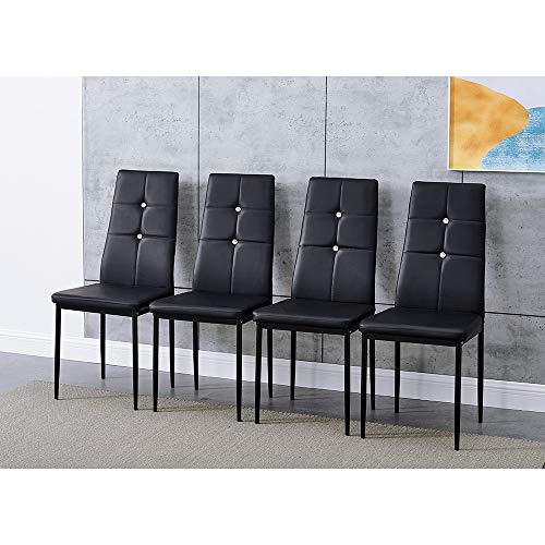 Panana Modernes Set mit 4 Esszimmerstühlen aus Kunstleder, gepolsterter Sitz, hohe Rückenlehne, Küchenmöbel, Stühle (schwarz) von Panana