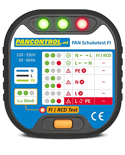 Steckdosen-Prüfer + 30mA FI-Test von Pancontrol.at