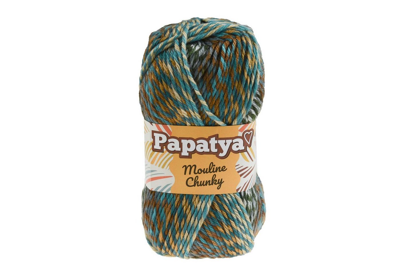 Papatya 100g Strickgarn Papatya Mouline Chunky Strickwolle mehrfarbig Effektgarn, 160 m, 1105 mehrfarbig von Papatya