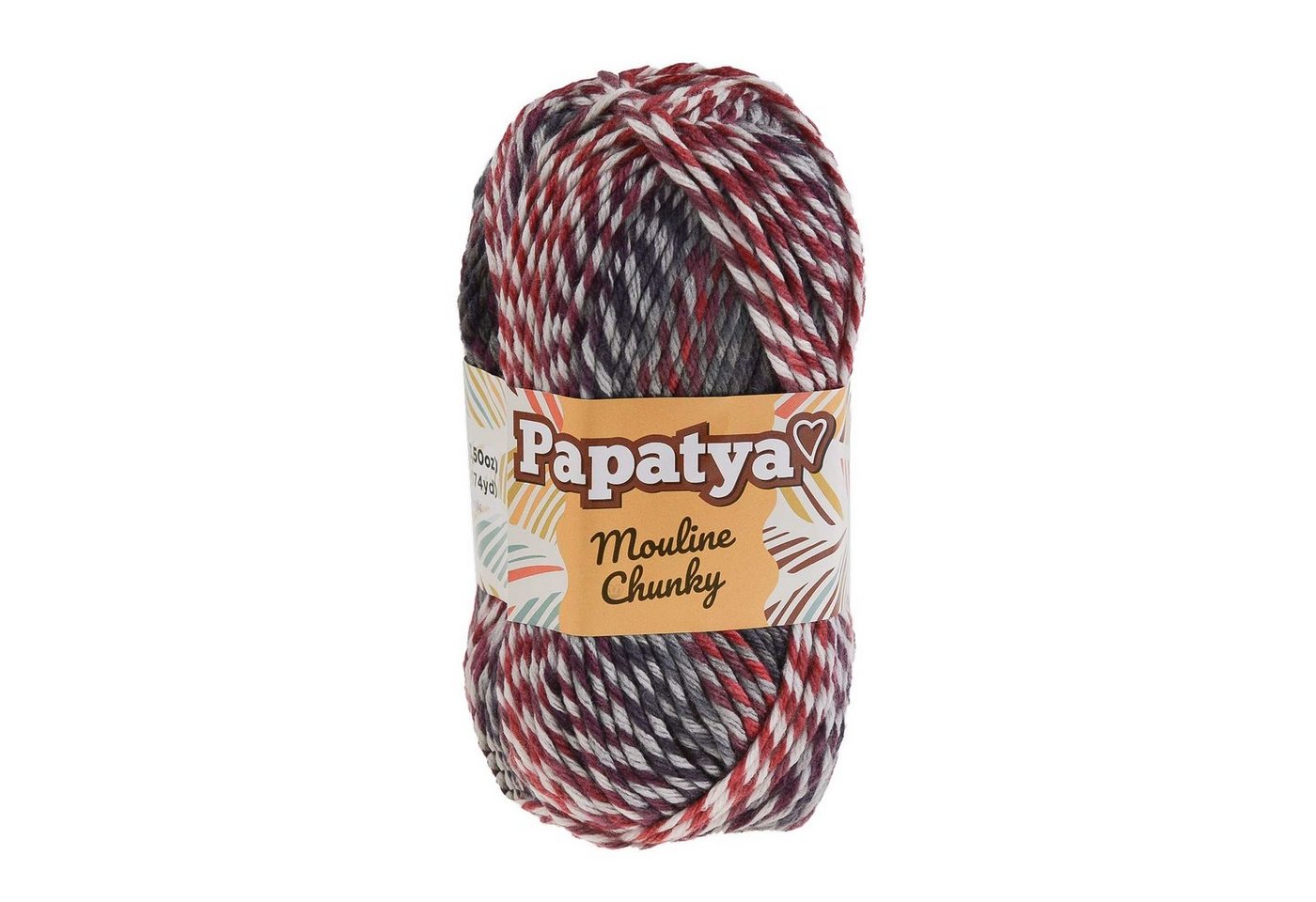 Papatya 100g Strickgarn Papatya Mouline Chunky Strickwolle mehrfarbig Effektgarn, 160 m, 4201 mehrfarbig von Papatya