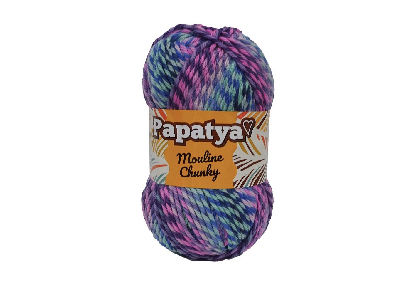 Papatya 100g Strickgarn Papatya Mouline Chunky Strickwolle mehrfarbig Effektgarn, 160 m, 5374 mehrfarbig von Papatya
