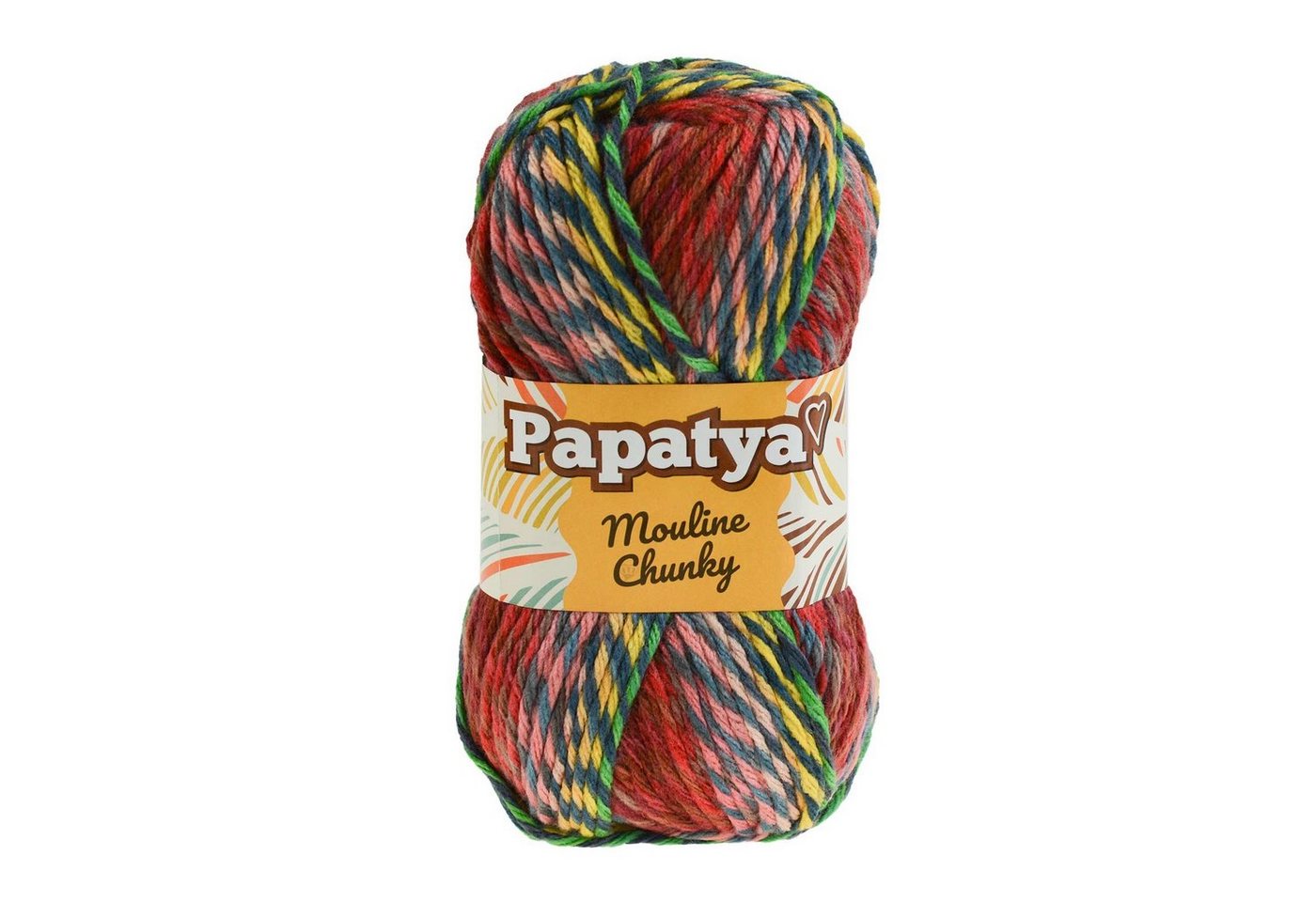 Papatya 100g Strickgarn Papatya Mouline Chunky Strickwolle mehrfarbig Effektgarn, 160 m, 5772 mehrfarbig von Papatya