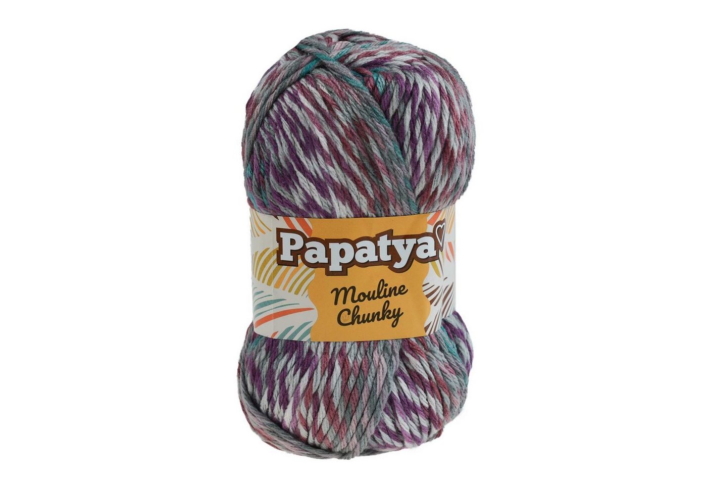 Papatya 100g Strickgarn Papatya Mouline Chunky Strickwolle mehrfarbig Effektgarn, 160 m, 6581 mehrfarbig von Papatya