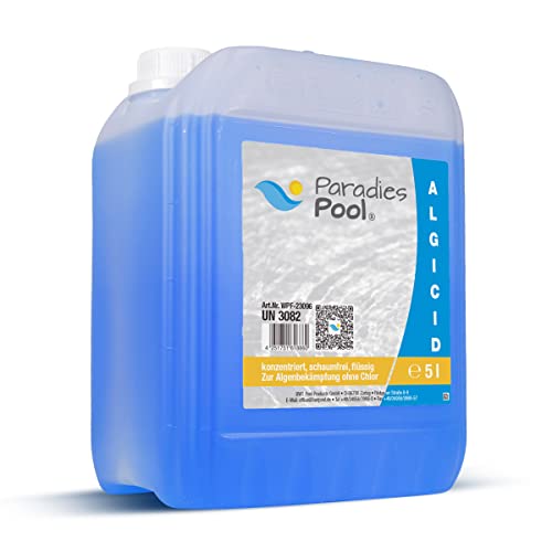 Paradies Pool Algizid für Pool, schaumfrei, Algenschutz, Schwimmbecken, chlorfreies Algenschutzmittel, algenvorbeugend, Schutz vor Algenbildung, Inhalt: 5 Liter von Paradies Pool