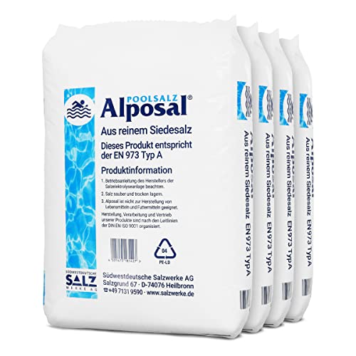 Alposal Poolsalz Poolsalz, Schwimmbadsalz, Chlorinator geeignet, Salzelektrolyse, Siedesalz … (4) von Paradies Pool