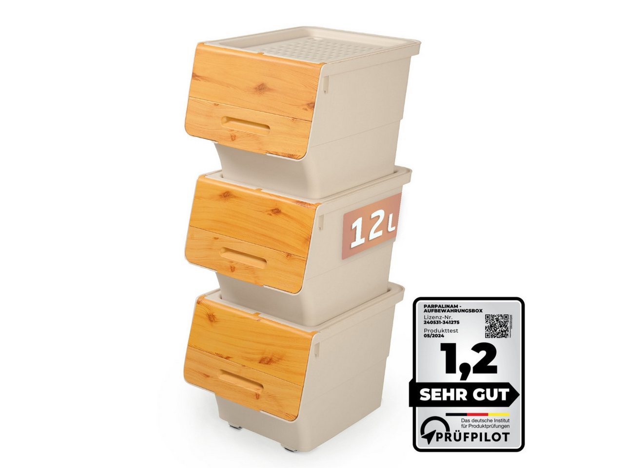 Parpalinam Aufbewahrungsbox 3er-Set Aufbewahrungsbox mit Deckel und Rollen, Spielzeugbox (Kunststoffboxen Aufbewahrungsset, 3 St., Stapelbox, 3er-Set, Aufbewahrungskorb), Rollbar, Stapelbar von Parpalinam