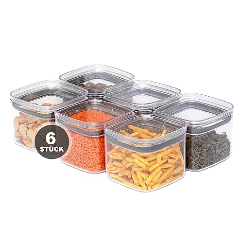 Parpalinam Vorratsdosen Mit Deckel Aufbewahrungsboxen 6er 0,7 L Set - Aufbewahrungsbox Küche Organizer Mehl Aufbewahrung Küche Dosen Mit Deckel BPA Frei Müsli Aufbewahrung (6er 0,7 L Set) von Parpalinam