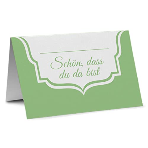 Partycards 50 Tischkarten/Platzkarten DIN A7 für Hochzeit, Geburtstag, Kommunion, Taufe (DIN A7, Spitze Grün) von Partycards