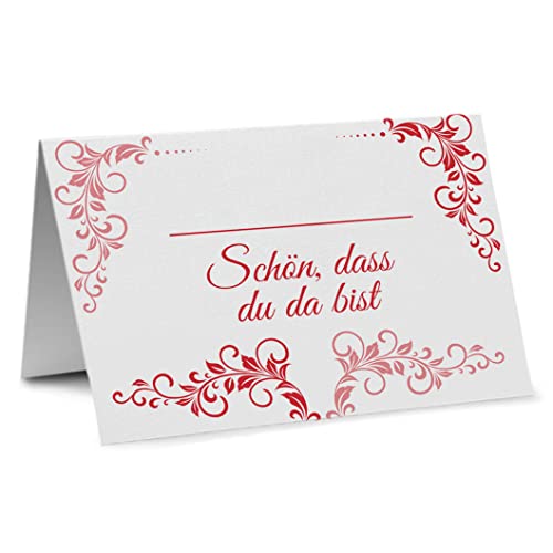 Partycards 50 Tischkarten/Platzkarten DIN A7 für Hochzeit, Geburtstag, Kommunion, Taufe (DIN A7, Tribal Rot) von Partycards