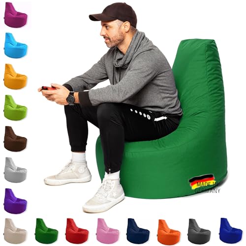 PATCH HOME Patchhome Gamer Kissen Lounge Kissen Sitzsack Sessel Sitzkissen In & Outdoor geeignet fertig befüllt | Grün - Ø 80cm x Höhe 90cm - in 2 Größen und 25 Farben von PATCH HOME