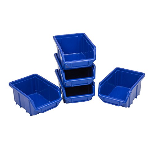 5 Stück Stapelboxen Sichtlagerkästen Kunststoff Plast 110x165x75 Gr. 1 blau von Patrol