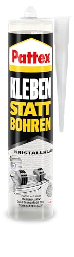 Pattex Kleben statt Bohren Kristallklar, Montagekleber für kristallklare Verklebungen, Baukleber für alle Materialien, Universalkleber für innen & außen, 290g von Pattex